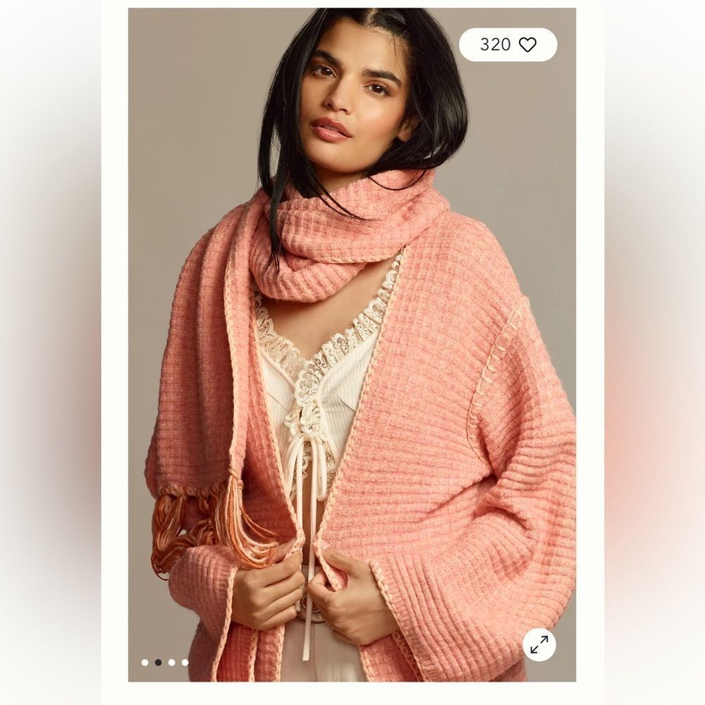 Anthropologie Whipstitch Cardigan Sweater with Scarf